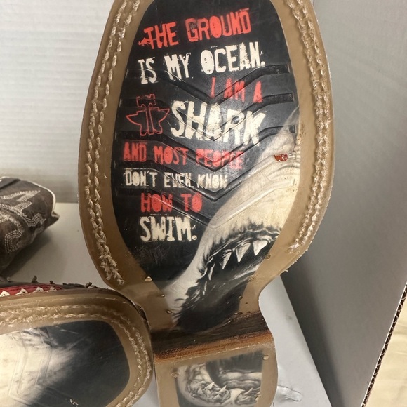 Tin Haul Kids Boys Tan Leather Sharky size 11 Cowboy Boots. - Picture 8 of 10